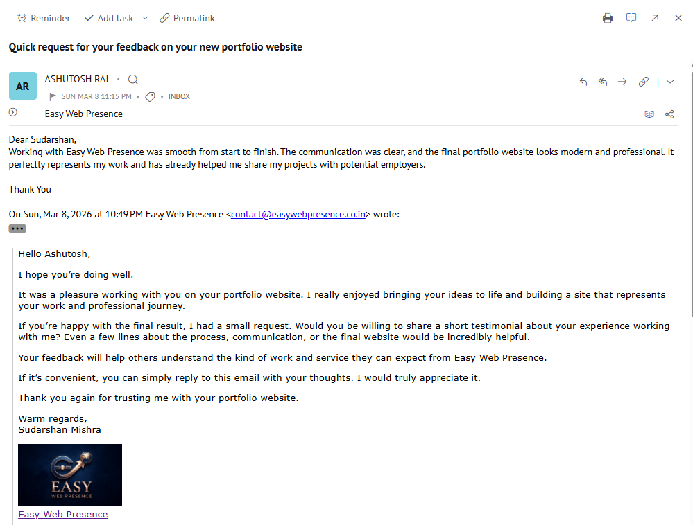 Email from Ashutosh Rai